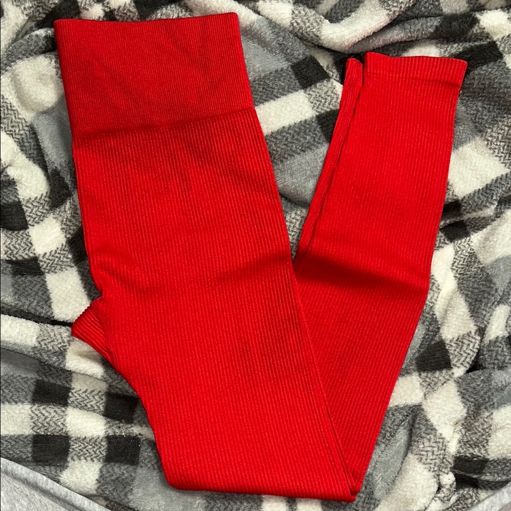 Women’s Ribbed Red Leggings